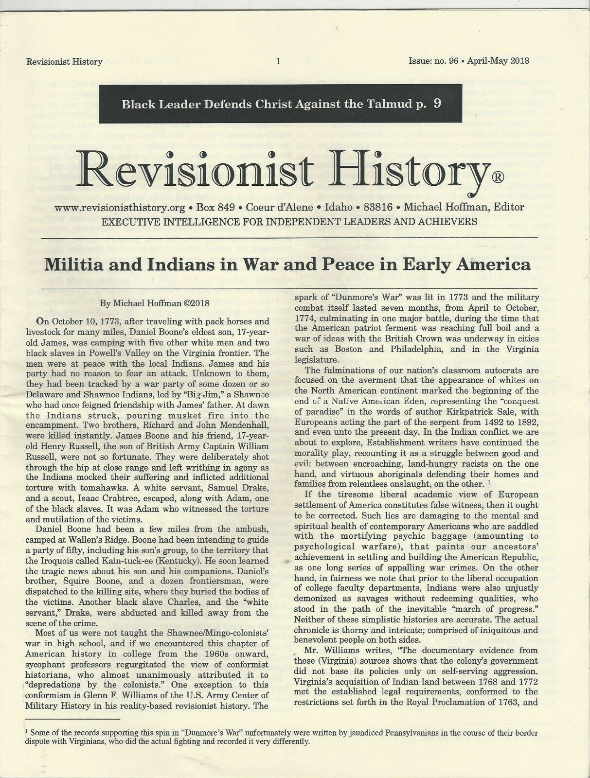 REVISIONIST HISTORY No.96 Militia &amp; Indians in War &amp; Peace in Early America - $9.99