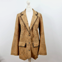 Free People 100 % Leather Brown Blazer Jacket Size Medium NEW - $219.26