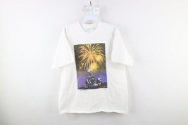 Vintage Y2K 2001 Mens Medium Distressed Freedom Battle of Iwo Jima T-Shirt White - £27.22 GBP