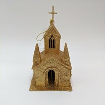 Glittery Gold Holiday Christmas Christian Church Steeple Ornament - £14.07 GBP