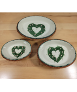 3 Piece Nesting Ceramic Oval Casserole With Wicker Baskets Green Hearts ... - £23.59 GBP