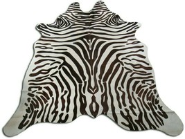 Zebra Print Cowhide Rug Size: 7.3&#39; X 6.5&#39; Brown/White Zebra Cowhide Rug ... - £154.93 GBP
