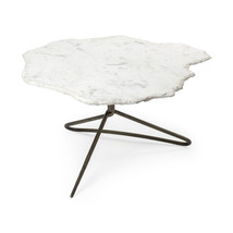 33&quot; White And Gold Genuine Marble And Iron Free Form Coffee Table - $18,479.87 MXN