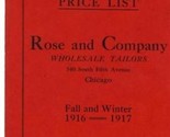 Rose &amp; Co. Wholesale Tailors Chicago Illinois Fall Winter 1916-1917 Pric... - £39.86 GBP