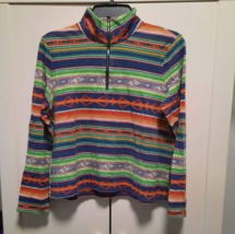 Chaps Ralph Lauren Womens Multicolor Aztec Southwestern 1/4 Zip Top Sz PXL - £15.59 GBP