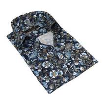 Men's Dress Shirt ENZO PARK Turkey 100% Cotton Breathable Enzo11 Navy Floral image 5