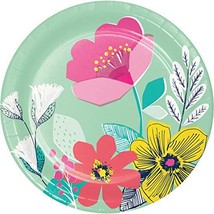 Creative Converting Pastel Florals Round Paper Plates, 8 Ct, 7&quot;, Multicolor - £5.29 GBP