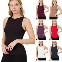 Stylish Women&#39;s Ribbed Crew Neck Sleeveless Tank Top - Fitted and Comfortable - £13.29 GBP