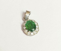 Genuine Emerald Pendant Natural Emerald Solitaire Pendant 2Ct Emerald Pe... - $87.11