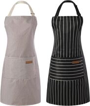 Stylish Unisex Cooking Aprons with 2 Pockets - Adjustable &amp; Easy Care (2... - $35.59