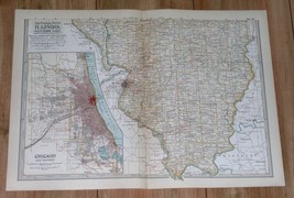 1911 Original Antique Map Of Southern Illinois / Chicago And Vicinity Inset Map - £15.33 GBP