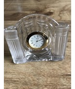 Mikasa Crystal Clock Cotillion Frosted Column Gift Mantle Desktop 4”x3.7... - €10,75 EUR