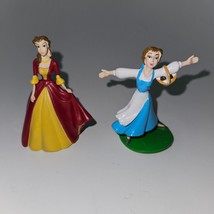 2 Disney Princess Belle Beauty &amp; the Beast Figures Toy Lot Red Dress Blu... - £11.63 GBP