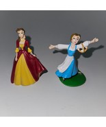 2 Disney Princess Belle Beauty &amp; the Beast Figures Toy Lot Red Dress Blu... - £11.57 GBP