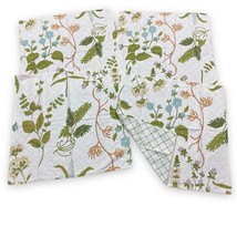 4pc Botanical Garden Plant Print Cloth Napkins Green White 18” Fabric 2 Sided - £15.25 GBP