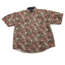 Specialty Collection Red Green Paisley S/S Button Up Cotton Shirt Mens S... - £15.52 GBP
