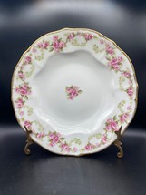 Elite Works soup bowl, white porcelain pink rose wreath, gold ANT 1920s FRA - $19.70