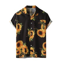 JAYCOSIN Men flower Print Shirts Colorful Summer Short Sleeve Loose Button Shirt - £32.08 GBP