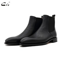  welted chelsea leather outsole boot pebble grain calf leather men official shoes black thumb200