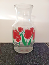 Vintage Anchor Hocking Glass Pink Tulip Jug Jar Pitcher Carafe No Lid Water/OJ - $11.29