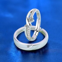 Unisex Men Women CZ Twisted Cross 925 Sterling Silver Adjustable Couple Ring - £38.96 GBP+