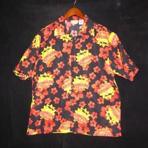 Large (L) HAWAIIAN TROPIC Short Sleeve Floral Sun Button Mens Shirt - £15.58 GBP