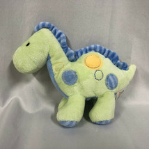 Just One Year Plush Green w/Blue Spots Dinosaur Rattle Baby Toy EUC - $9.89