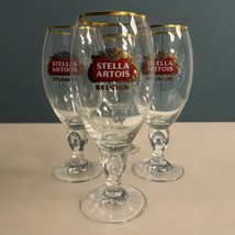 Stella Artois Belgium, 50 CL, Gold Rim, 9” Chalice Stemmed Glass Set Of 4 - £19.34 GBP
