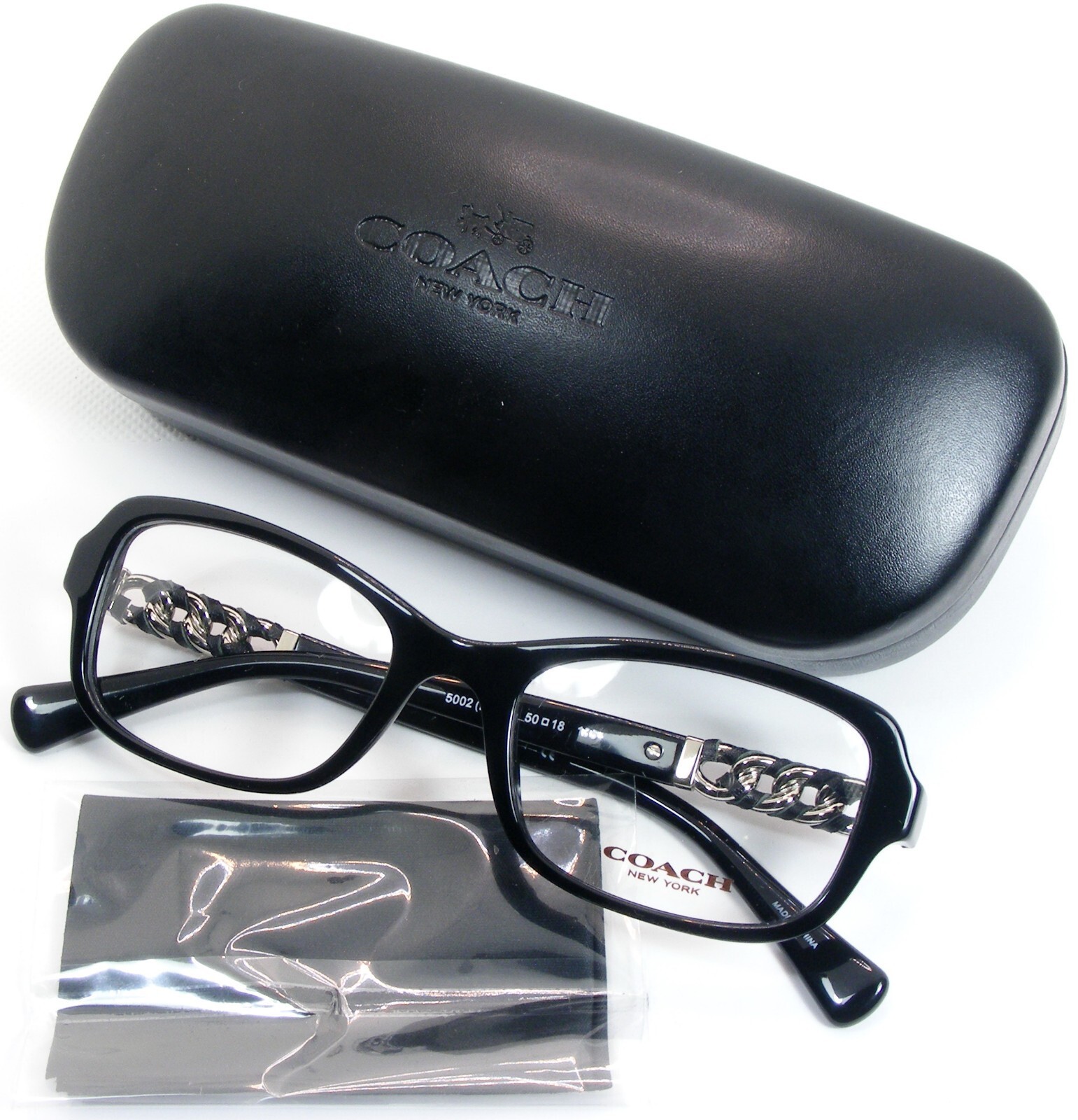 Neuf Coach HC6075Q 5002 Noir/Argent Unique Lunettes Monture 50-18-135 - $96.01