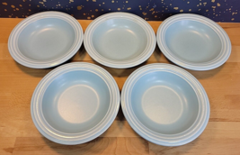 Pfaltzgraff Terrace Pastel Blue Azure Rim Soup Bowls 8.25” Set of 4 - £23.46 GBP