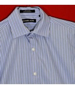 Michael Kors Boy&#39;s 12 Blue White Striped Dress Plaid Button Front Shirt ... - $265.60 MXN