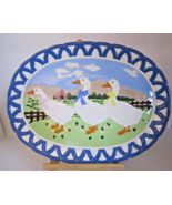 15&quot; Charming Country Serving Platter  Handpainted Colorful Ducks / Geese - $277.25 MXN