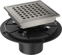 High Flow Shower Drain Kit With Flange, Removable Grid Cover, And Hair Filter, 6 - £34.71 GBP