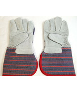 Leather/ Cotton Multi-Task Industrial Garden Carpenter Work Gloves Blue Red - £12.01 GBP
