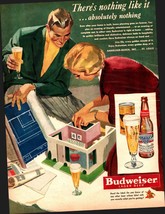 Vintage 1950 Budweiser Couple Planning New Home Construction Beer ad E5 - £19.86 GBP