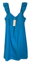 Sim &amp; Sam Women&#39;s Sleeveless Dress 100% Cotton Ruffle Lined Size M Blue - £15.52 GBP