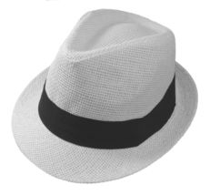 White Fedora Panama Straw Hats with Band Unisex Summer - £15.59 GBP