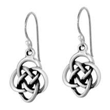 Eternity Celtic Interlocking Knots Sterling Silver Dangle Earrings - £18.64 GBP