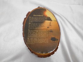 Old Vtg Religious Footprints Poem On Wood Tree Trunk Great Smokey Mts. Souvenir - £23.48 GBP