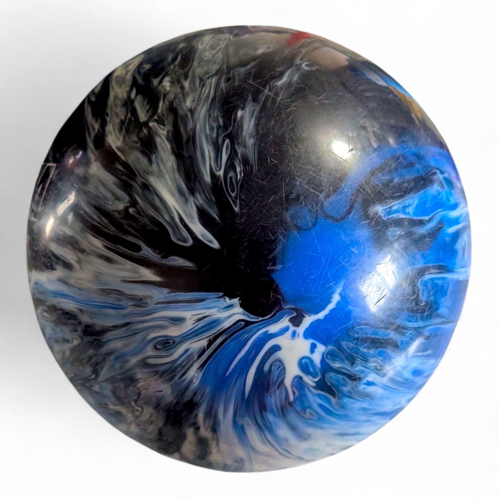 VTG Ebonite Zoom Glow 10 LB Bowling Ball Blue Black White Swirl Made in USA Item image 7