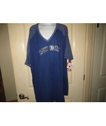 Women&#39;s Majestic New York 1/2 Sleeve V-Neck T-Shirt, Blue, 4XL - £10.62 GBP