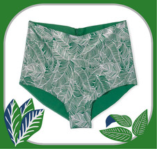 M  Green Leaf Foil Silver NO SHOW Victorias Secret High Waist Midi Brief Pantie - £10.29 GBP