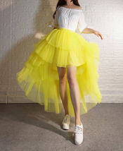 Yellow High Low Tulle Maxi Skirt Outfit Women Custom Plus Size Layered Tutu Skir image 8