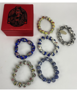 6 x Vintage Porcelain Stretched Bracelet East Asian China Hand-Painted B... - $150.75 CAD