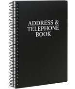 Address Telephone Book, 8X5-Inch, Black, Spiral-Bound, 384 Contacts, Org... - $12.63 CAD