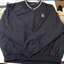 PGA Tour Mens Pullover Long Sleeve Navy light weight jacket pockets size... - $31.88