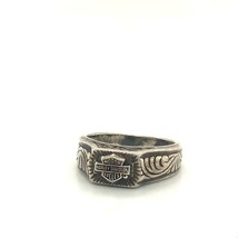 Vtg Sterling Signed JR Harley Davidson Motor Cycles Ring Band sz 7 3/4 - £39.69 GBP