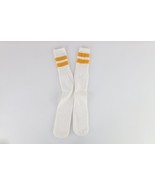 Vtg 70s Streetwear Cotton Striped Tube Socks White Yellow USA Mens Large... - $61.03 CAD