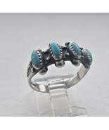 NAVAJO BELL TRADING POST 925 STERLING SILVER TURQUOISE BEADED RING SIZE ... - €63,32 EUR