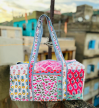 Large Cotton Patches Duffle Bags Blockprint Quilted Fabric Weekender Bag... - $24.52+